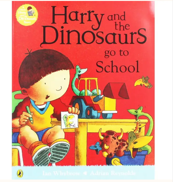 Harry and the Dinosaurs Go to School by Ian Whybrow illustrated by Adrian Reynolds – Puffin paperback children's picture book ISBN 9780141375113